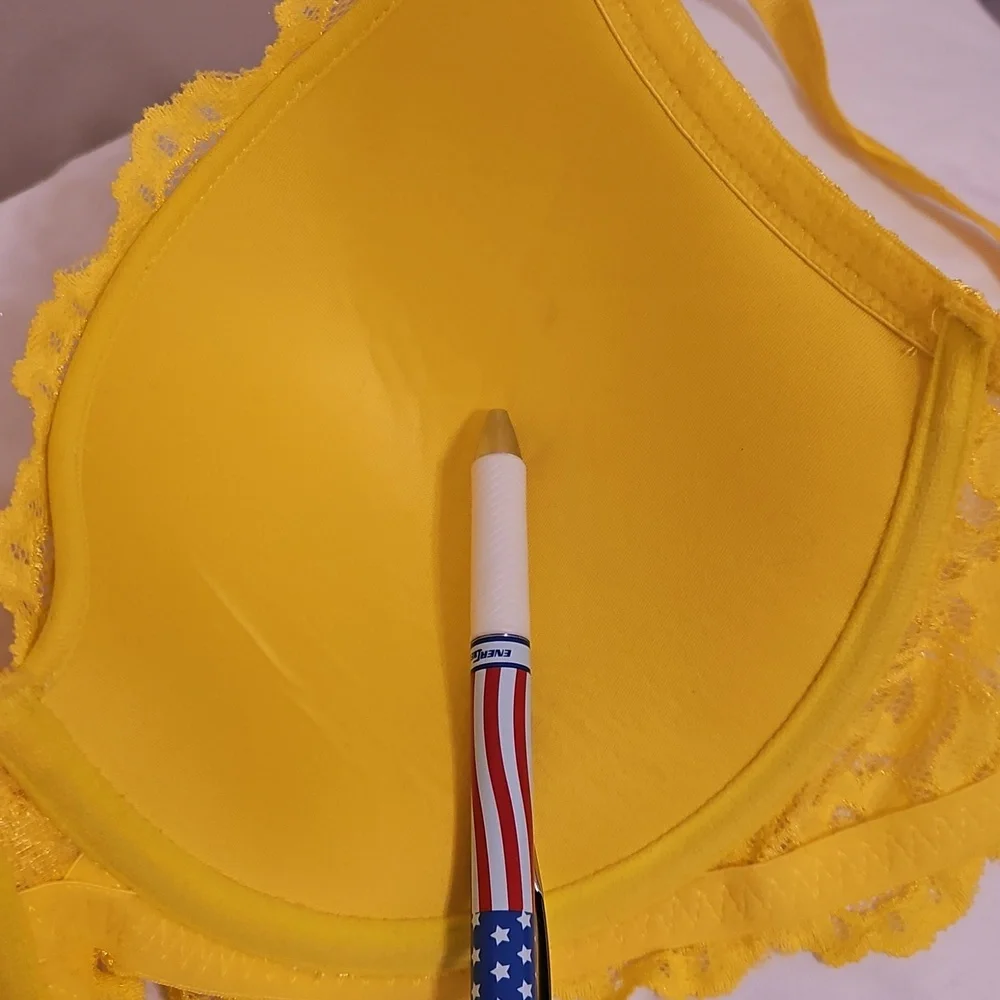 38D Smart & Sexy Lace Bra Set - Pink and Yellow Pushup Underwire - Picture 2 of 9